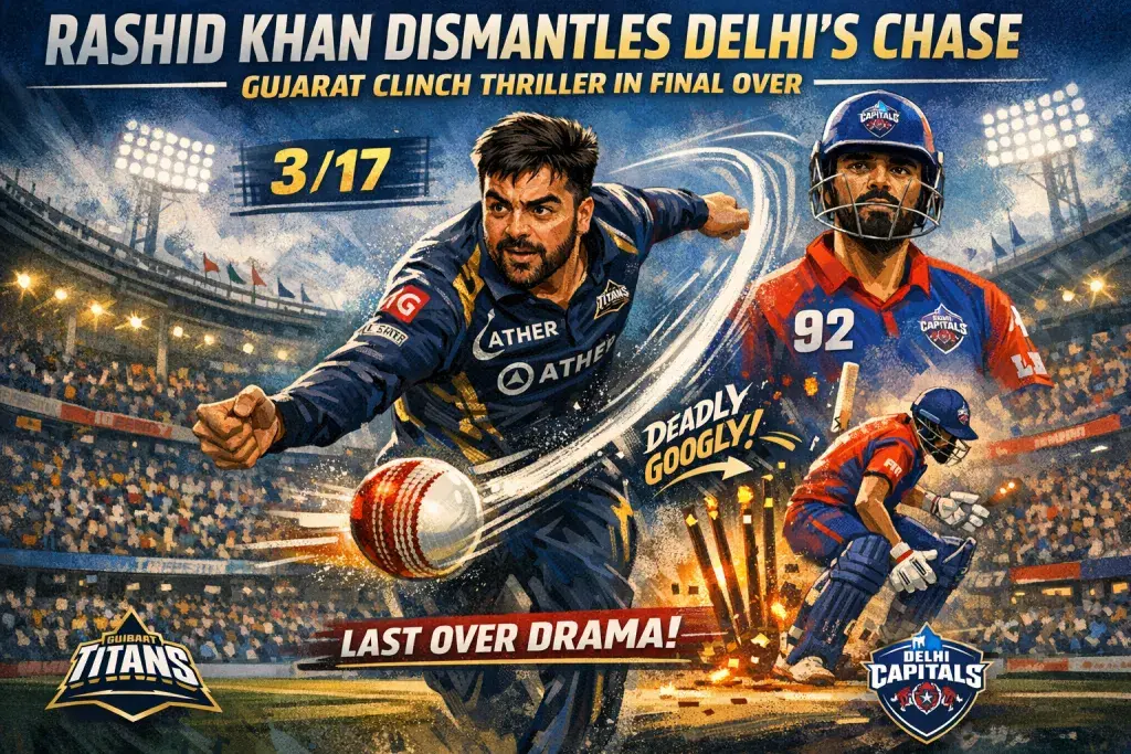 Rashid Khan Dismantles Delhi's Chase as Gujarat Clinch Thriller in Final Over